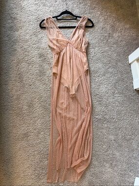 Sheer Sparkle Maxi Dress in Blush Pink